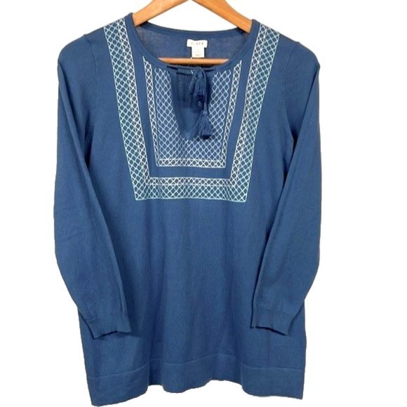 J. Crew blue cotton sweater knit - Picture 1 of 3